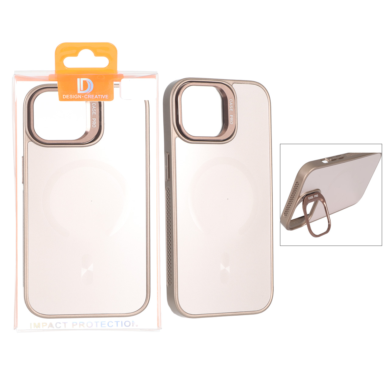 قاب اورجینال PVD Case Pro استندشو MagSafe مدل Apple iPhone 15 / iPhone 14 / iPhone 13 - صحرایی (پک دار)